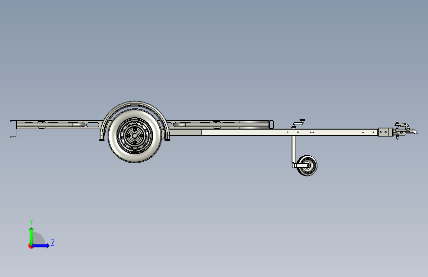 Y3376-挂车 拖车 empty-trailer-frame-pusta-rama-przyczepki STP 左侧视图
