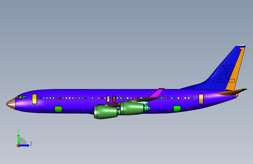 双涵道客机模型飞翼波音737 左侧视图