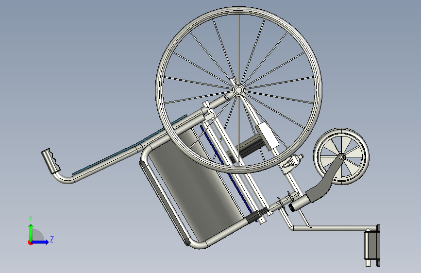Y3917-轮椅 wheelchair--1 STP IGS 左侧视图