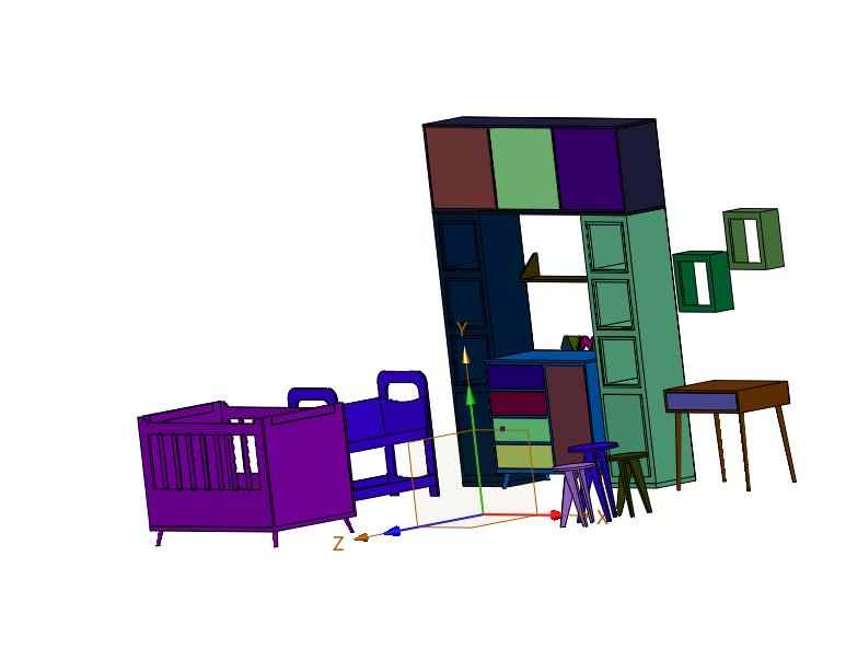 现代儿童卧室场景3d模型