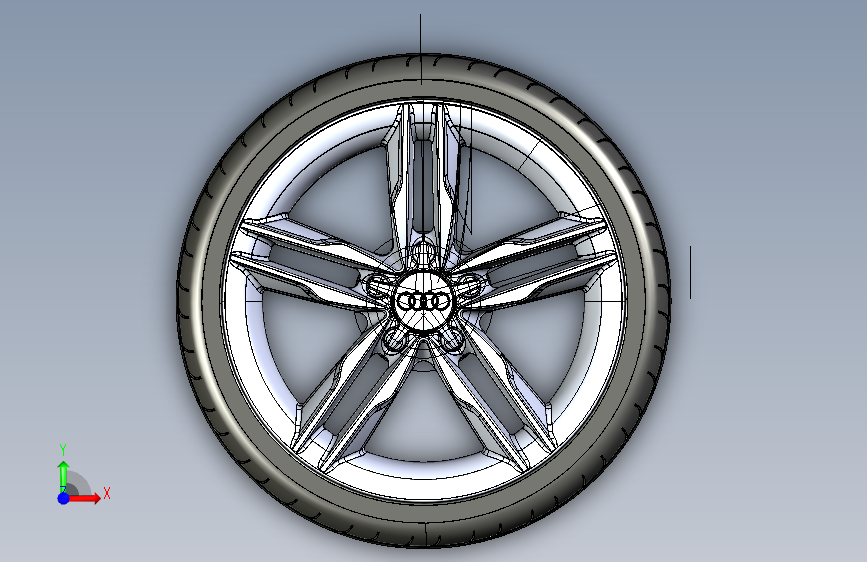 Y3980-轮毂 audi-wheel-rim IGS 正面视图