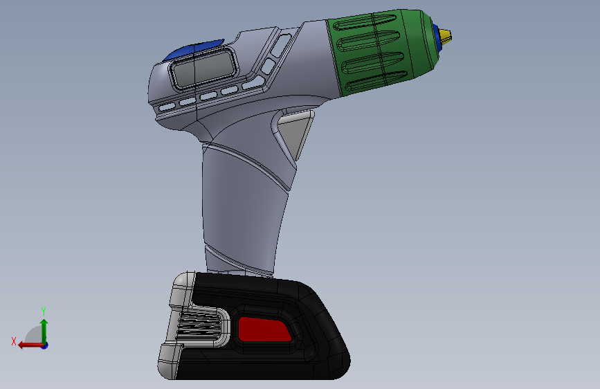 Y4179-手电钻 coordless-drill-concept SW IGS STL 背面视图