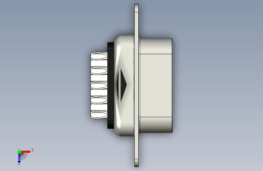 Y4519-接插件 d-sub-9-pins-male-straight-with-soldering-pins STP 俯视图