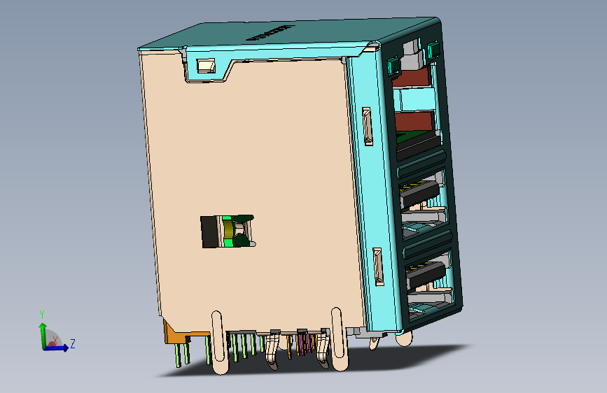 Y4523-接插件  dual-usb2-0-usb3-0-with-ps2-lan SW STP