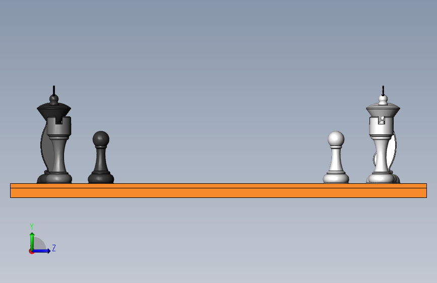 棋盘和棋子 左侧视图