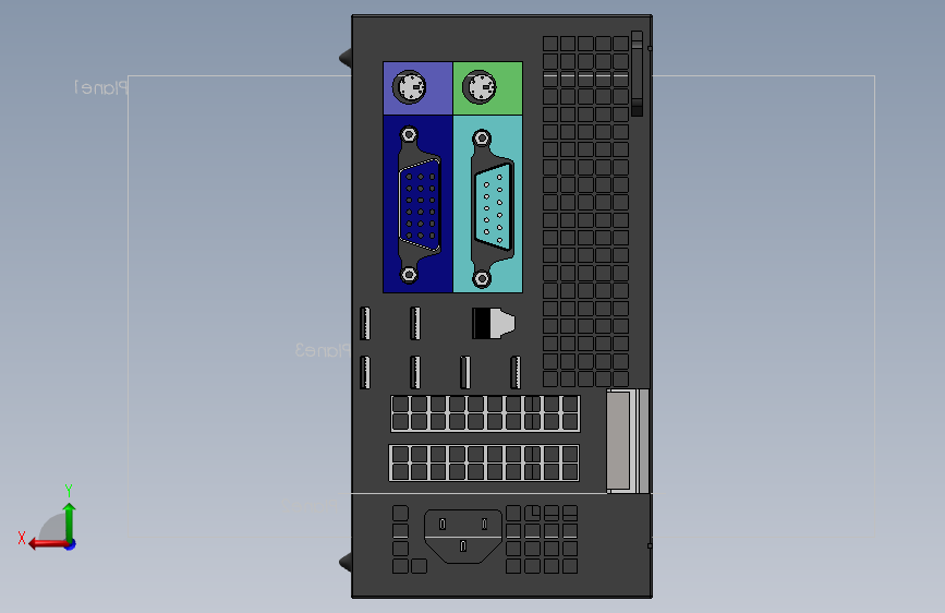 Y5024-笔记本 电脑 dell-optiplex-9010 机箱 SW STP STL 背面视图