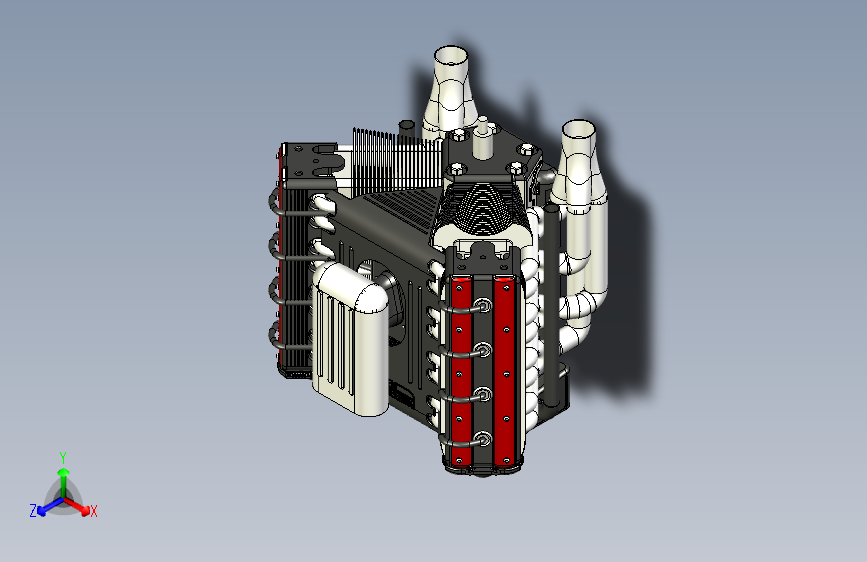 Y5455-V8汽车发动机 活塞发动机 机械设计参考资料 3D建模模型