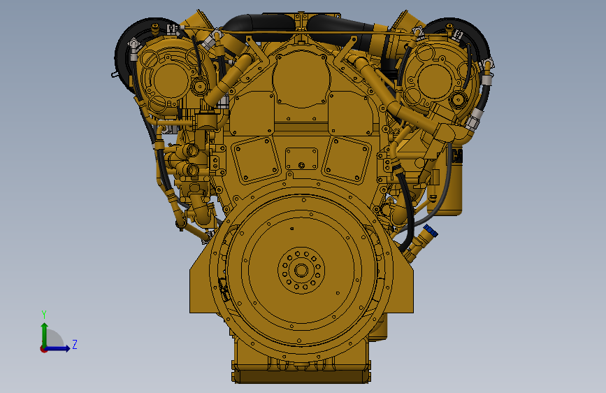 Y5502-柴油发动机 caterpillar-c32-acert-engine SW X_B 左侧视图