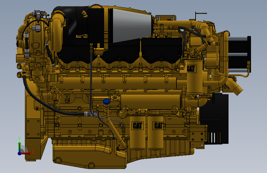Y5502-柴油发动机 caterpillar-c32-acert-engine SW X_B 正面视图