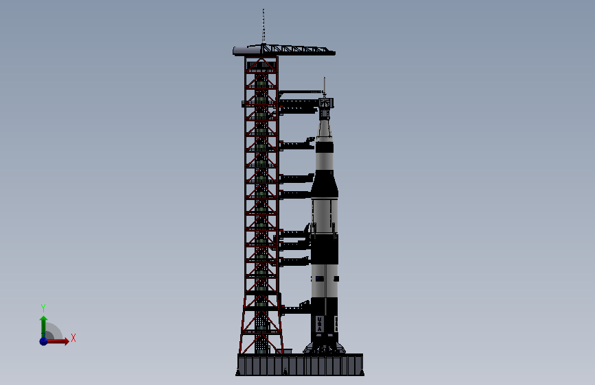 Y6712-火箭 saturn-v-rocket-and-mobile-launch-platform SW