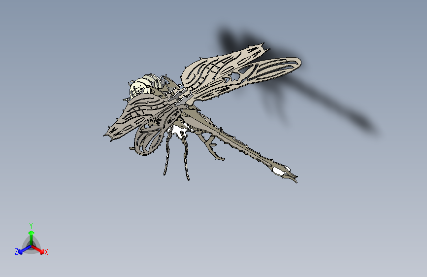 Y6998-机械蜻蜓 dragonfly-sheetmetal-puzzle SW STP STL