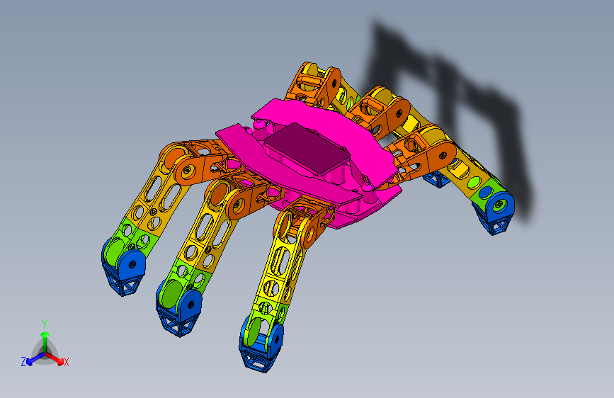 Y7004-仿生机械动物 5-joint-hexapod-robot inventor stp stl