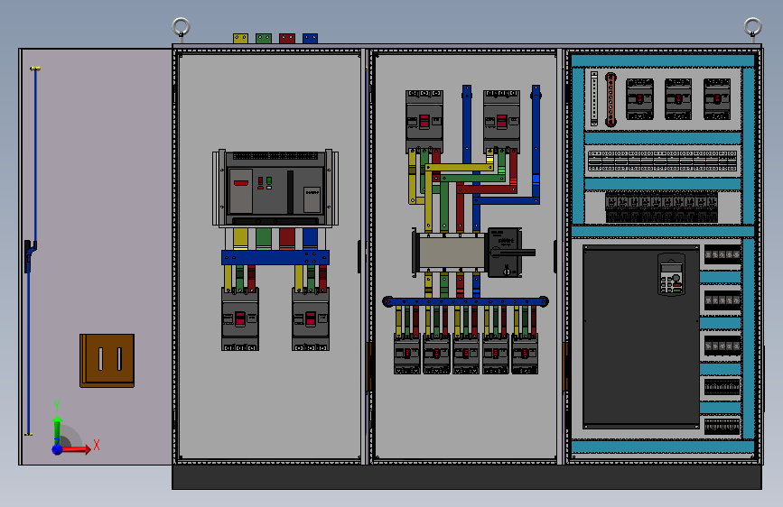 三柜组装变频器控制柜三维模型