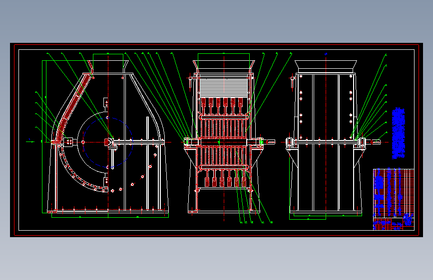 S1554-破碎机-单转子可逆式锤式破碎机设计(cad+说明书) 主视图