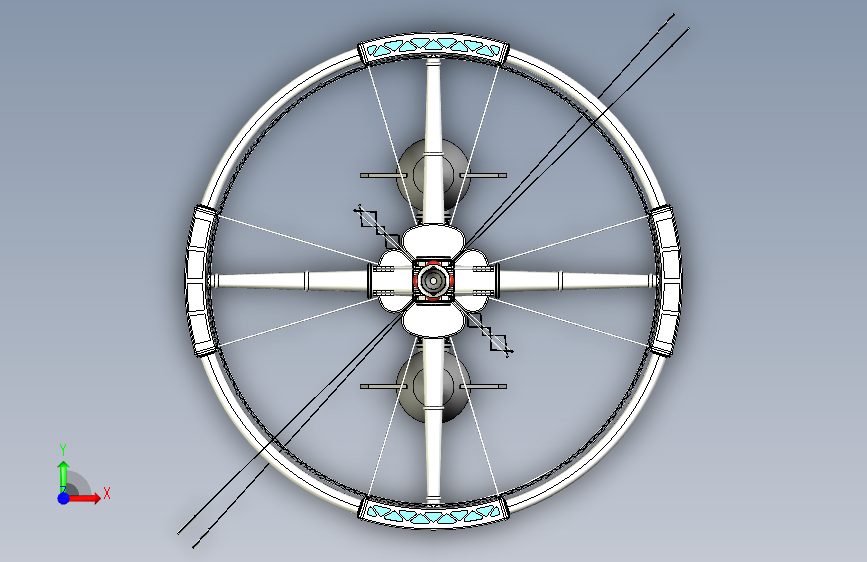 Y6095-卫星 空间站 cycler-spacecraft-v2 STP 正面视图