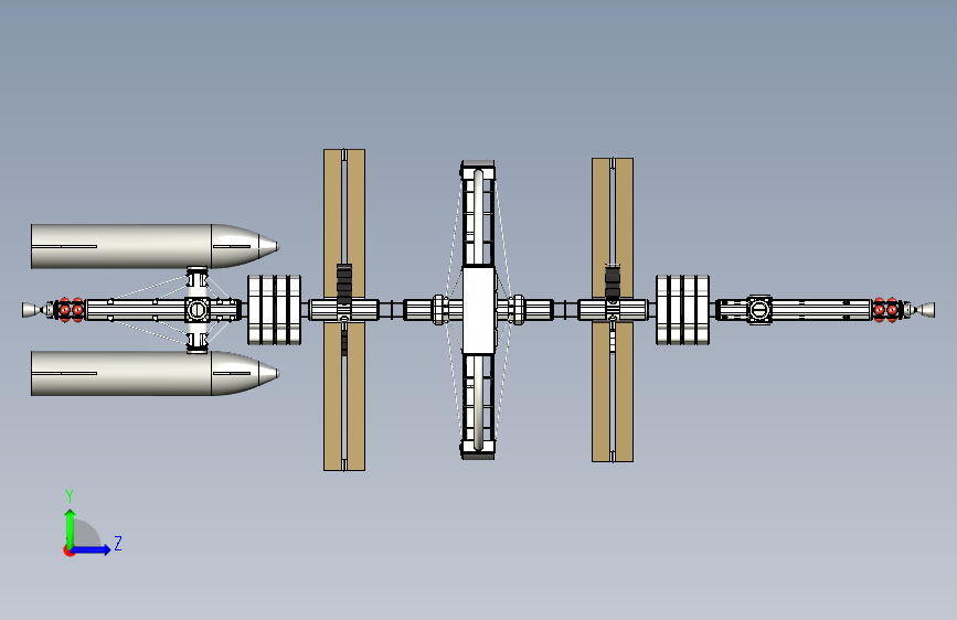 Y6095-卫星 空间站 cycler-spacecraft-v2 STP 左侧视图