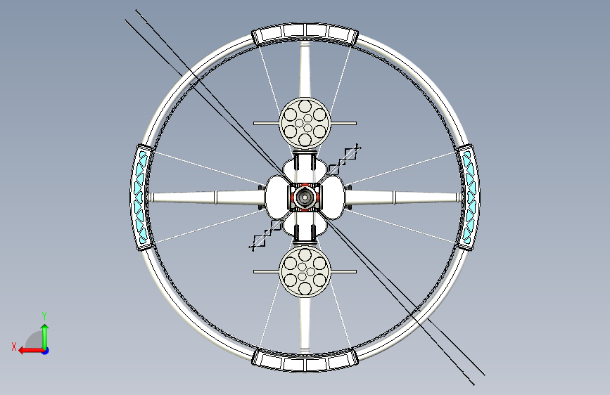 Y6095-卫星 空间站 cycler-spacecraft-v2 STP 背面视图