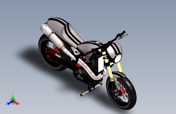 Y6185-摩托车  KTM cafe racer SolidWorks stp