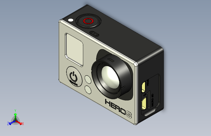 Y6293-相机 摄像头 gopro-hero-3-hd-camera INVENTOR STP STL