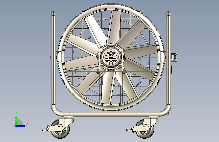 Y6627-风扇 industrial-axial-fan-2 STP IGS 左侧视图