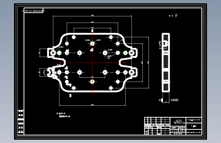 柳州五菱1010PSB散热器侧板冲压模设计【含CAD图纸、说明书全套】 主视图