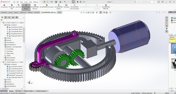 SOLIDWORKS 中奇怪的齿轮机构