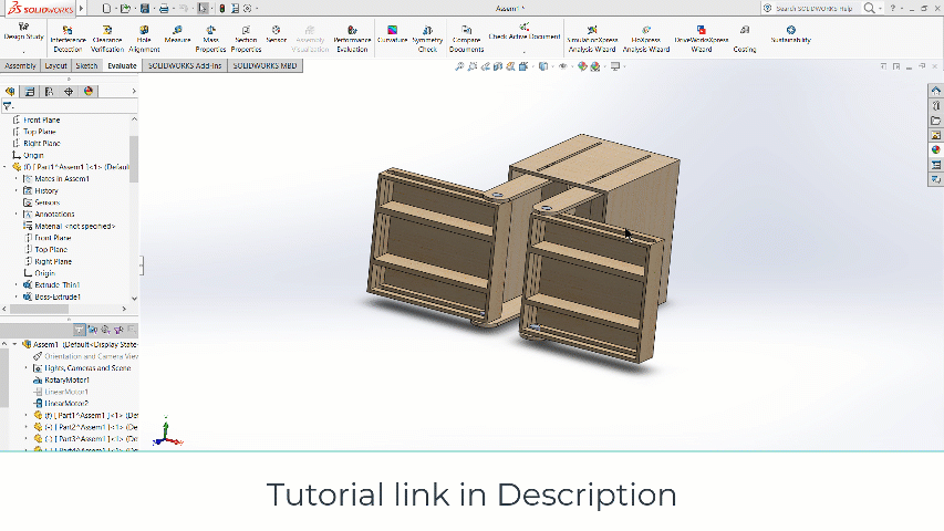 立式抽屉机构木材在 Solidworks