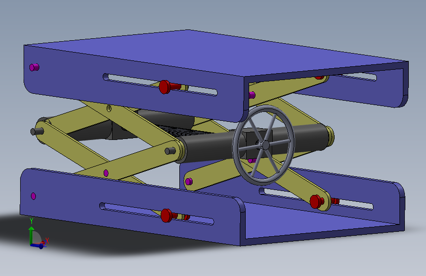 SOLIDWORKS 中的剪刀式螺钉升降机构