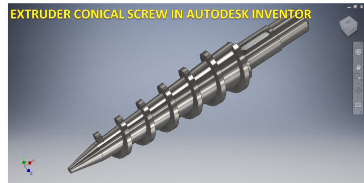 Autodesk Inventor 中的挤出机锥形螺杆