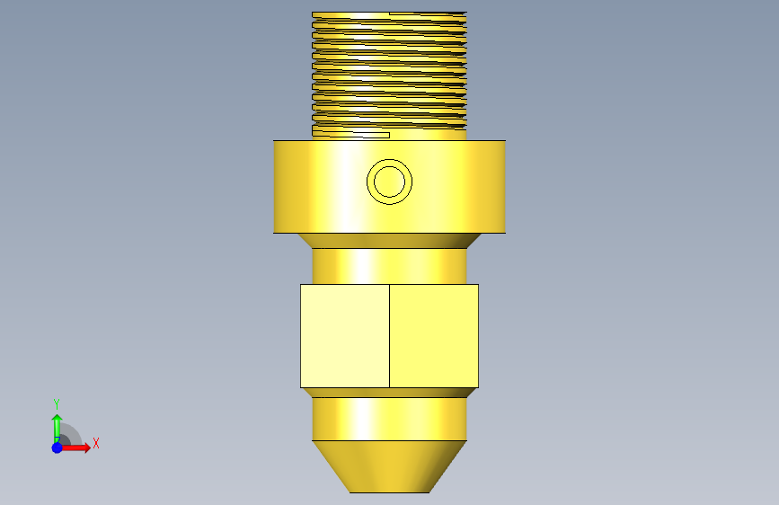 Autodesk Inventor 中的喷嘴 正面视图