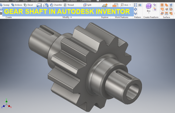 Autodesk Inventor 中的齿轮轴