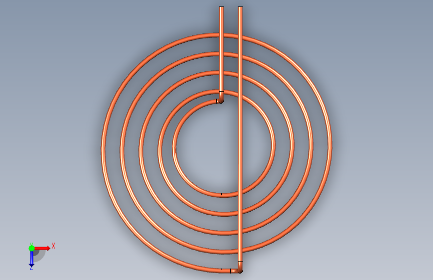 Autodesk Inventor 中的螺旋线圈 俯视图