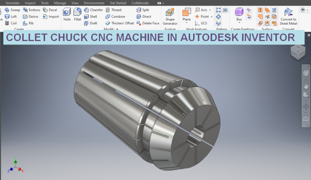 Autodesk Inventor 中的筒夹夹头