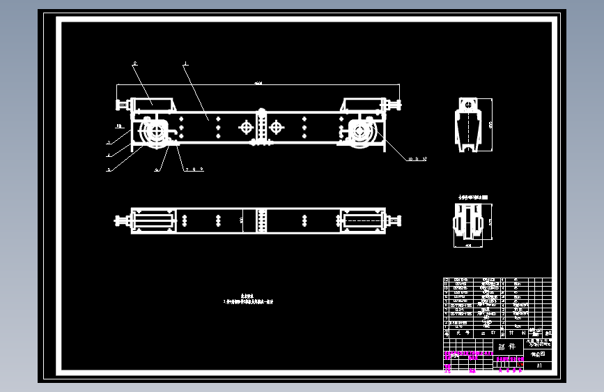S0023-10t桥式起重机总体设计(cad+说明书) 主视图