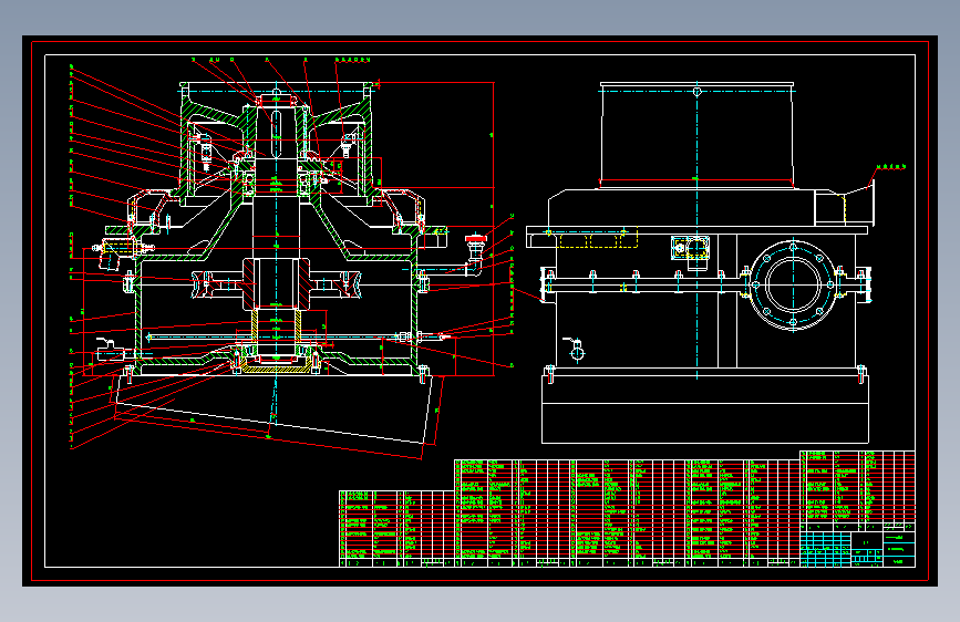 S0175-LH9-900拉丝机卷筒机构设计(cad+说明书) 主视图