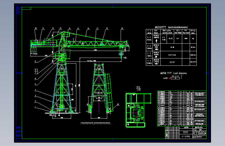 S0179-MQ100 门式起重机总体(cad+说明书)