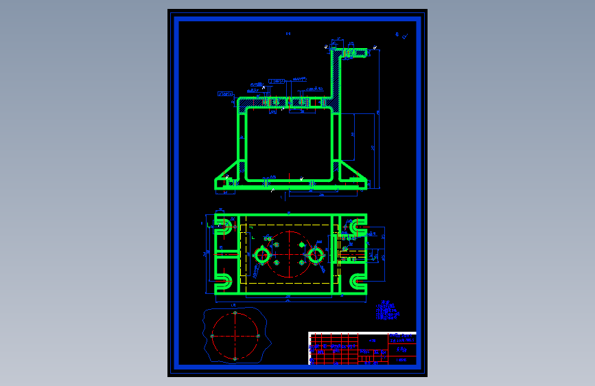 S0806-工艺夹具-钻模体工艺规程及钻2-Φ16H7孔夹具设计 主视图