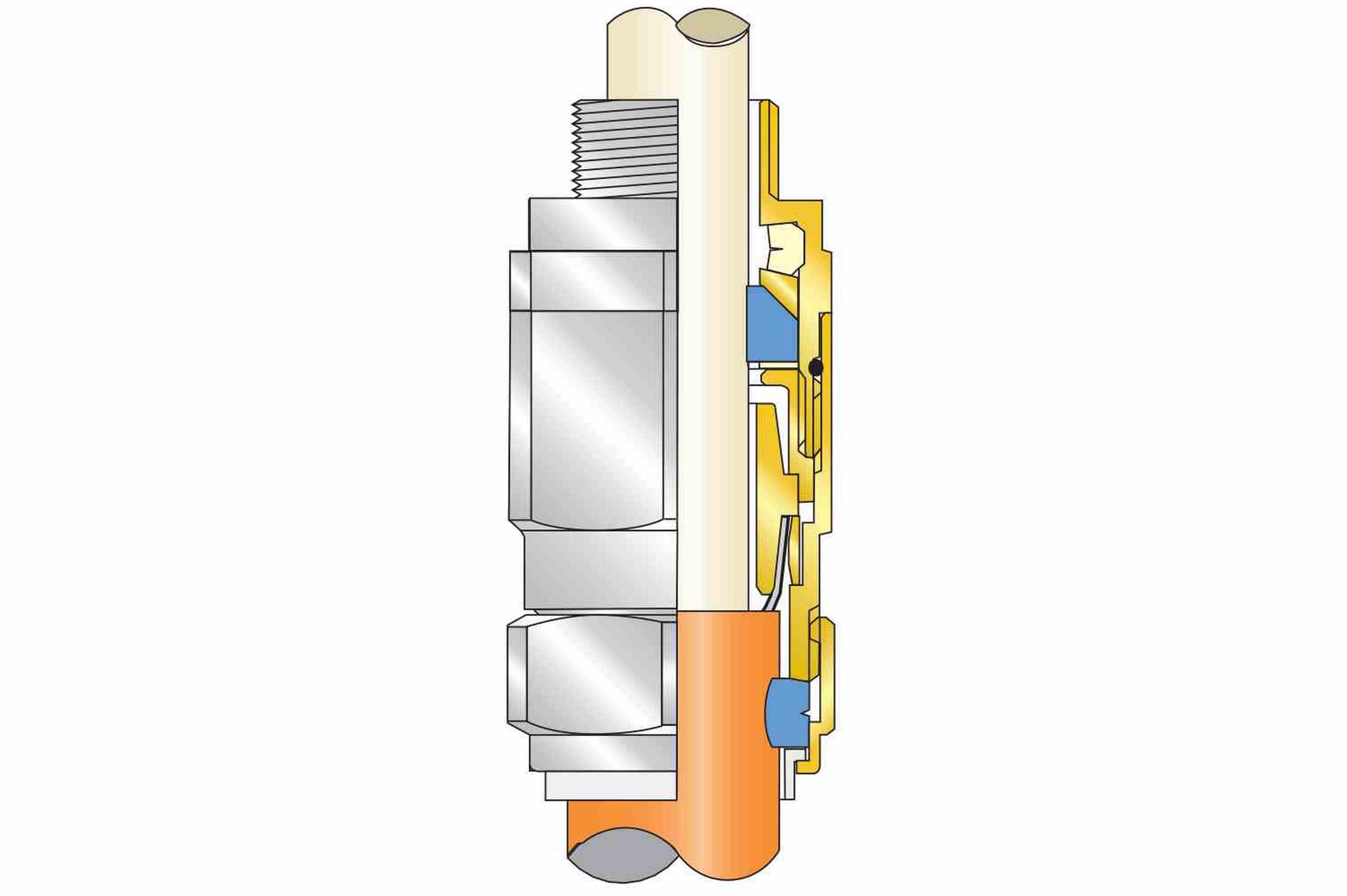 防爆电缆压盖,1-1-2 NPT,镀镍黄铜,0.87-1.26 外径,C1D1 ATEX IEC Ex N4X