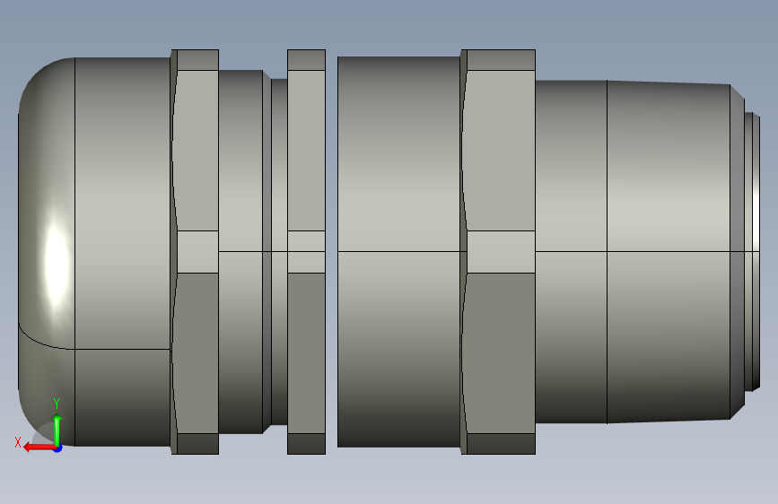 防爆电缆压盖,1-1-2 NPT,镀镍黄铜,0.87-1.26 外径,C1D1 ATEX IEC Ex N4X 背面视图