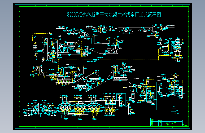 T1109-日产3200吨熟料新型干法水泥生产线工艺流程图