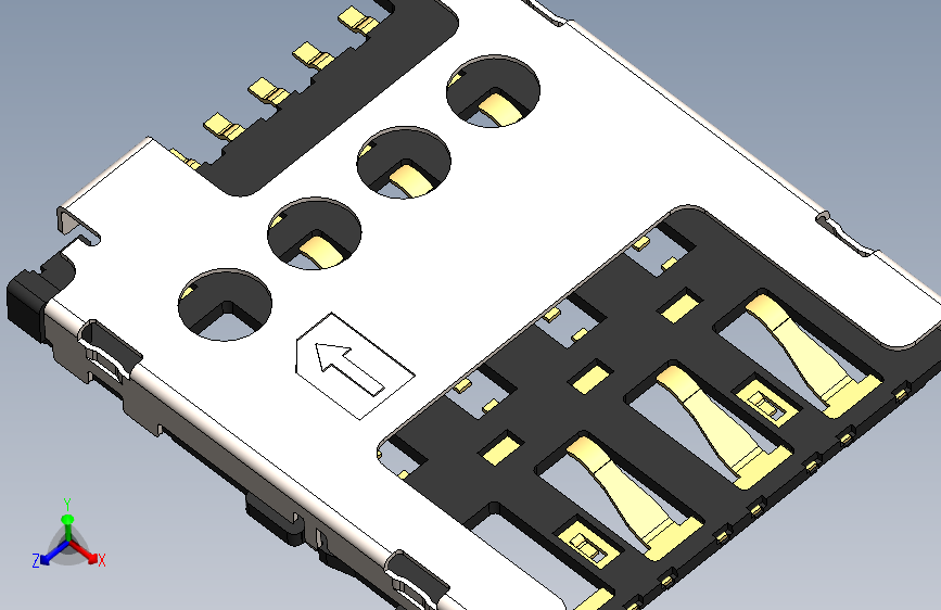 Micro SIM卡插座，推挽式6P，SMD