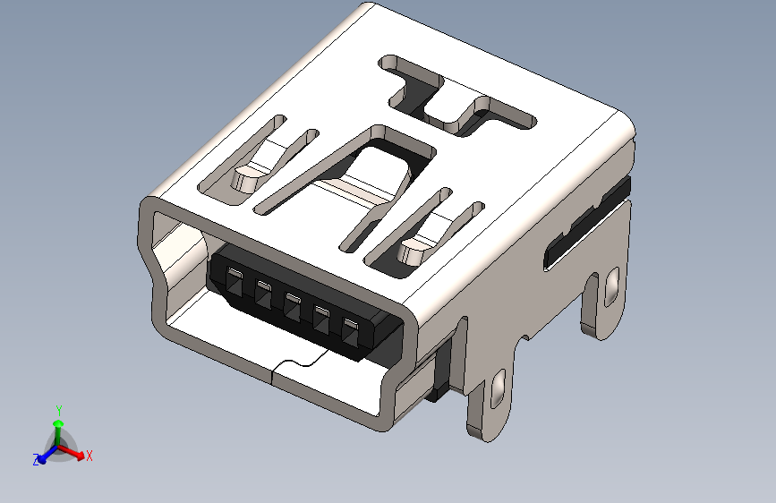 USB连接器，USB 2.0，直角5P母Mini-B插件