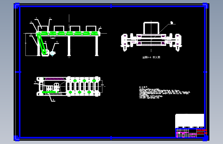 生产线工件传送装置设计（工作机架部分）【4张CAD图纸】