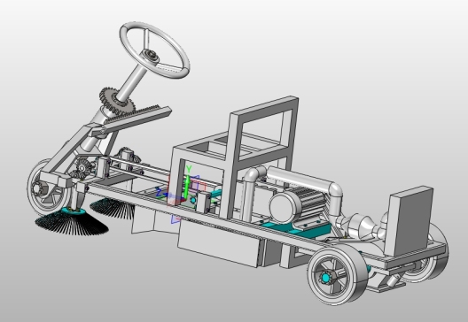 小型路面清扫机的设计【垃圾清扫车】【三维SW】【含动画仿真】【10张CAD图纸+文档】