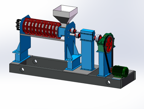 双螺杆榨油机设计（双螺旋榨油机）（含三维图SW及CAD图纸+说明书）