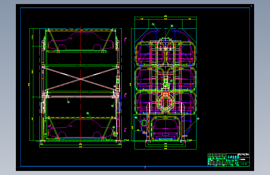 立体停车场机构结构设计(6台车)-立体车库【3张CAD图纸】
