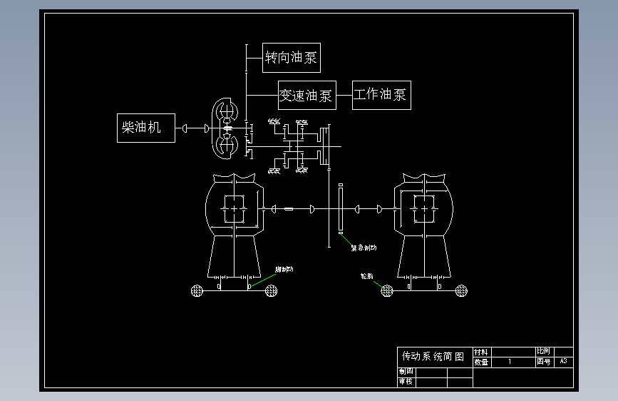 ZL30轮式装载机传动系统设计【含8张CAD图纸+说明书】 主视图