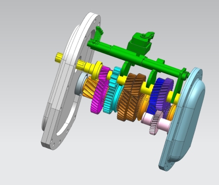 轻型商用车五档三轴变速器设计二维CAD+三维