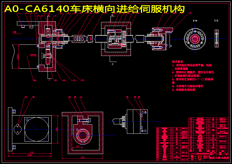 CA6140车床横向进给改造的设计【9张CAD图纸+说明书】