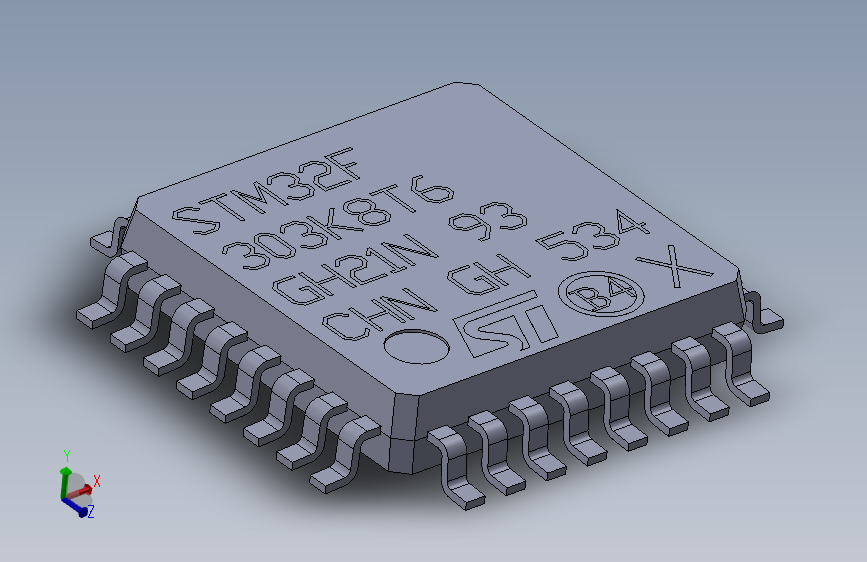 STM32 LQFP32封装微控制器_SOLIDWORKS 2016_模型图纸下载 – 懒石网